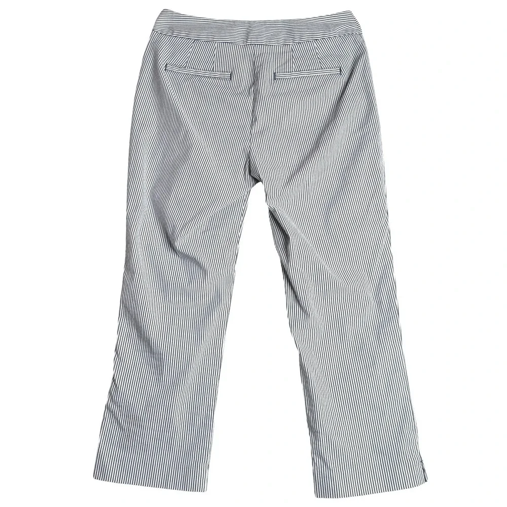 Ann Taylor Factory Seersucker Striped Straight Ankle Crop Pant Blue Pants Sz 00P